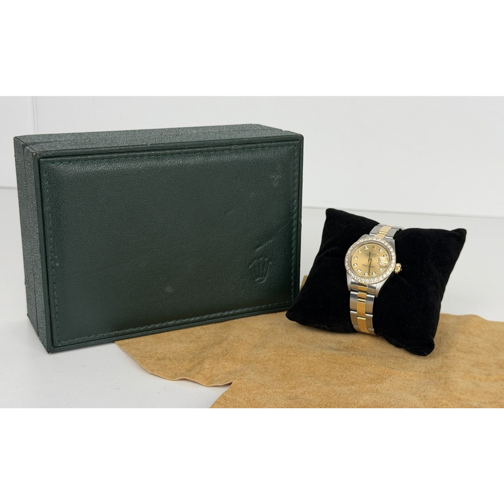 Rolex 69173 Ladies Datejust 18k Gold 26mm Diamond Dial with Custom Diamond Bezel - Picture 10 of 13